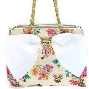 BETSEY JOHNSON BIG BOW SATCHEL FLORAL